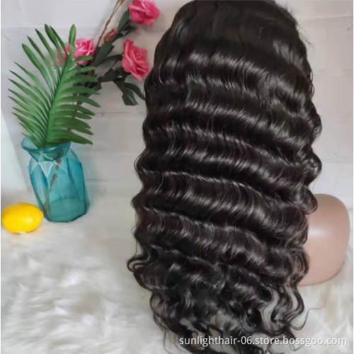 Wholesale price 13x4 HD Lace Front Wig deep wave real Human Hair For Black Woman Pre Plucked Brazilian Indian hair
